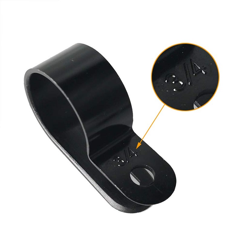 Alamic Cable Clamp 200 Pcs Black Nylon Screws Plastic R-Type Cable Clamp Clips Fasteners Assortment for Cable Conduit 6 Sizes 3/16" to 1" - Image 4